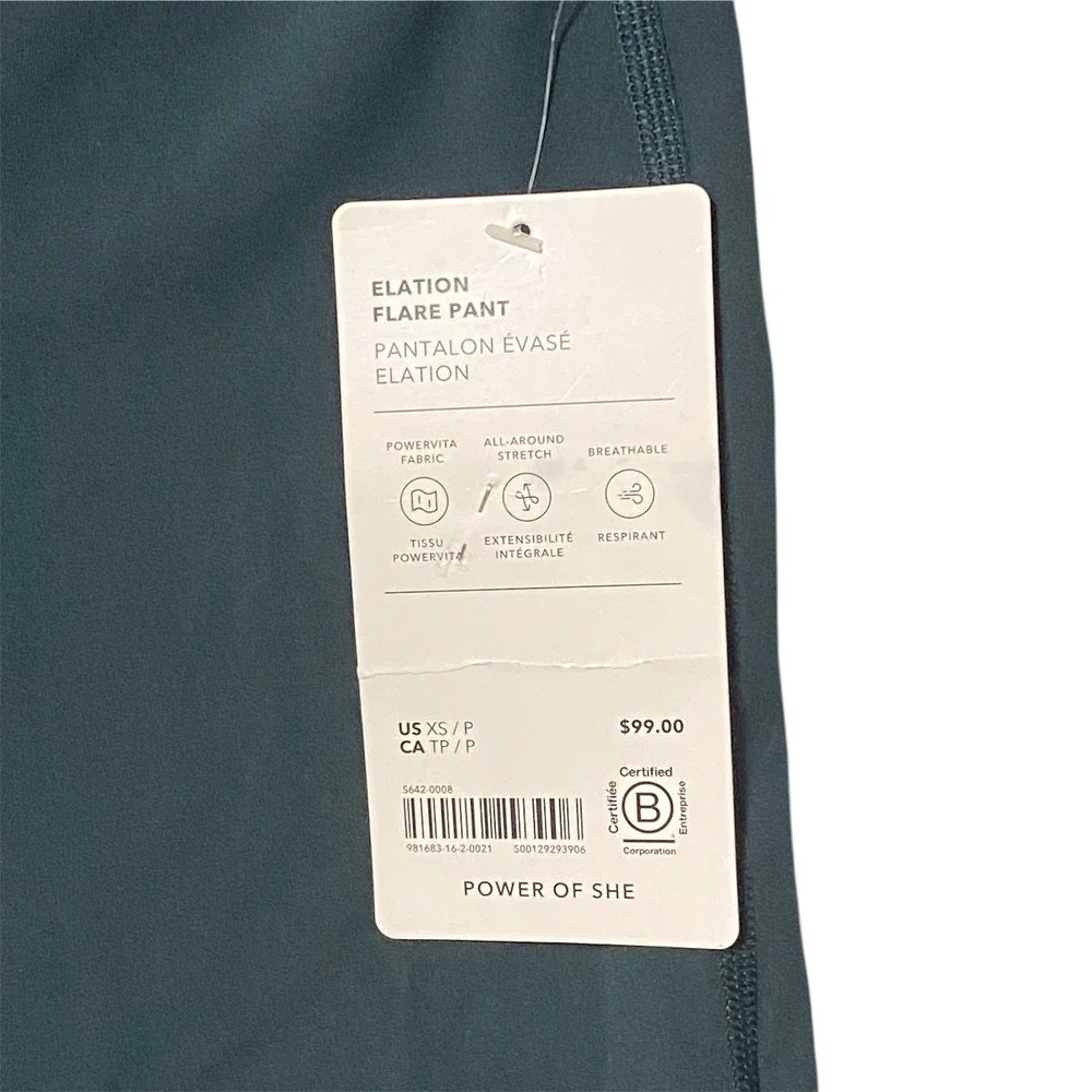 Athleta Elation Flare Pant Size XS Green‎ High Rise Powervita Yoga Leggings NWT